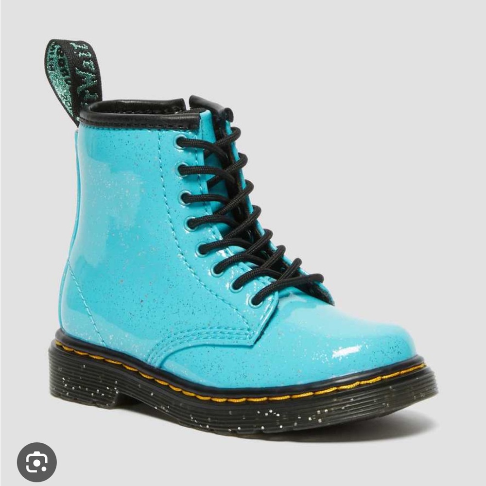 Dr. Martens Kids Teal Glitter Lace-Up Boot